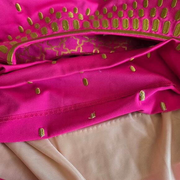 Gretchen Scott Rocket Girl Dress Hot Pink Embroidered Metallic Women Small - Picture 14 of 14